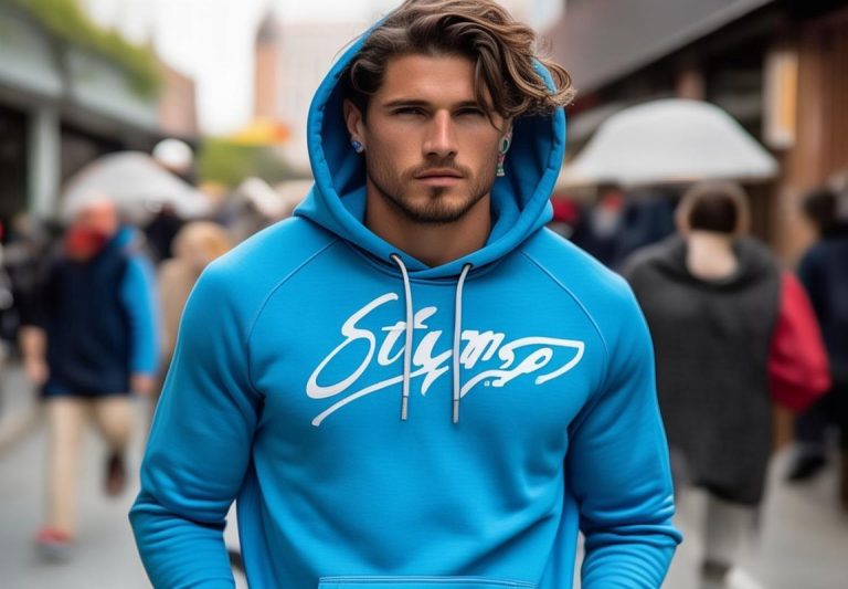 Stussy Hoodie Azul: Marca Stussy, Clásico para Running y Otoño